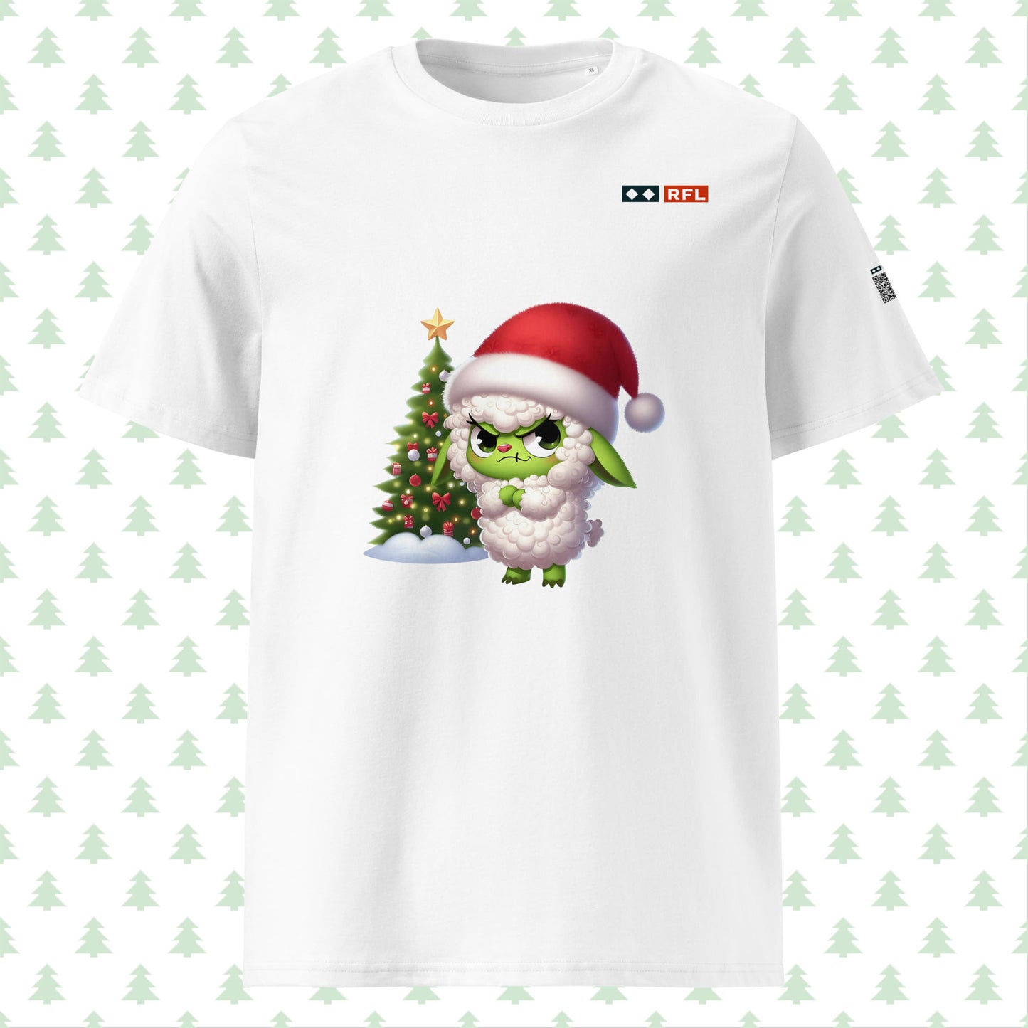 White Christmas t-shirt featuring Grinch sheep and Christmas tree