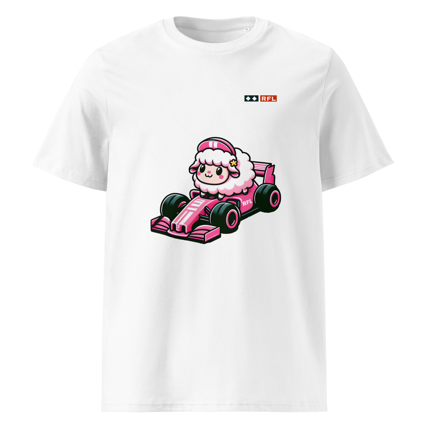 RFL Pink Racer Sheep Tee  100% Organic Cotton