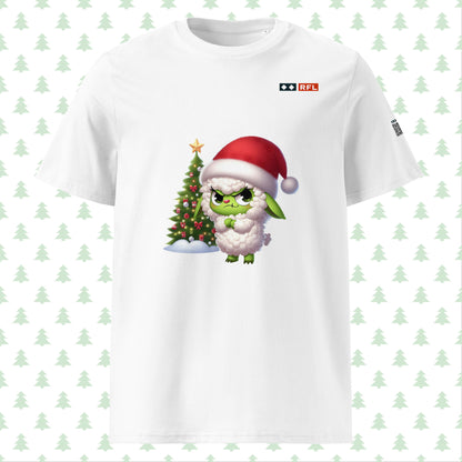 White Christmas t-shirt featuring Grinch sheep and Christmas tree